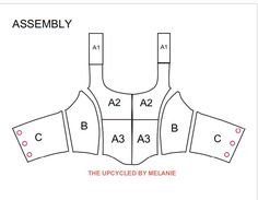 an assembly diagram showing how to sew the top and bottom part of a vest