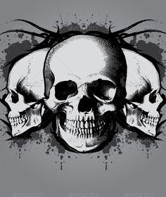 three skulls on a grungy background