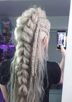 Dragon Braid, Viking Braids, Smink Inspiration, Fantasy Hair, Hair Rings, Lace Front Wig, Burning Man