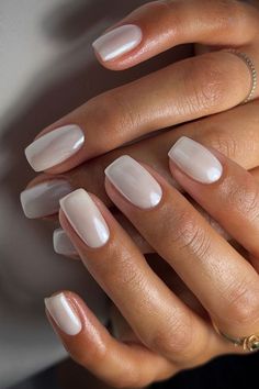 Dip Powder Engagement Nails, Wedding Nails For Bride Squoval, Gel Nails Engagement, Courthouse Wedding Nails, White And Gold Dip Nails, Simple Nail Dip Ideas, Dip Nails Wedding, Engagement Photoshoot Nails, Mail Trends 2024