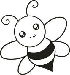 a black and white drawing of a bee