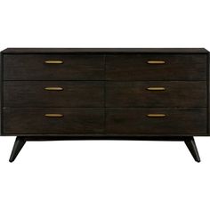 a black dresser with gold handles and drawers