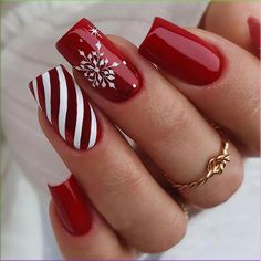 PRICES MAY VARY. 【Package Includes】24 Pcs Square Christmas Press on Nails  1 Nail File   24 Pcs Jelly Glue Stickers 1 alcohol cotton 1 wooden stick.(Durability of jelly glue is not as good as liquid glue, but it makes fake nails reusable. Please use your own suitable glue according to different scenes) 【Safe Materials】Our red Christmas press on nails are made of high-quality ABS environmental friendly acrylic material. It is non-toxic, odorless, durable and not easy to fade. It is harmless to your body and nails, and provides you with a comfortable and wonderful experience. 【Easy to Use】Instead of spend lots time and money at nail salon, you can change you nails style in 15 min anytime and anywhere.(The Christmas fake nails will stay longer if you clean your nails before use, and avoid wat Diy Nail Art, Stick On Nails, Xmas Nails, Christmas Nail Designs, Christmas Nail Art