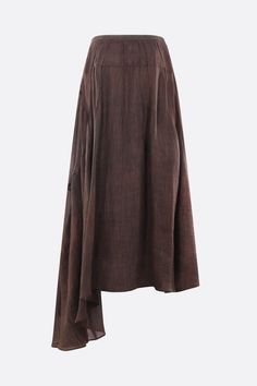 Ziggy Chen's long skirt crafted in gradient brown ramie blend. It features side concealed zip closure, pleated details at waist, asymmetric hem and lined interior.Gender: WOMENMaterial: 62%VISCOSE 38%RAMIEColor: BROWNMade in: ImportedProduct ID: 0W241030665*Import tax/duty will be calculated at checkout (If applicable) Brown Asymmetrical Maxi Skirt For Spring, Brown Linen Long Skirt, Chen Long, Gradient Brown, Asymmetric Hem, Long Skirt, Skirt