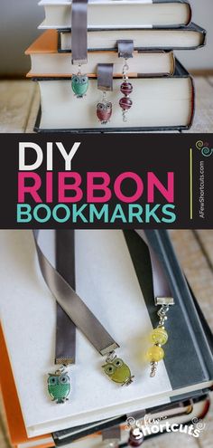 diy ribbon bookmarks are the perfect way to decorate books for kids and adults