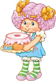 a drawing of a girl holding a cake