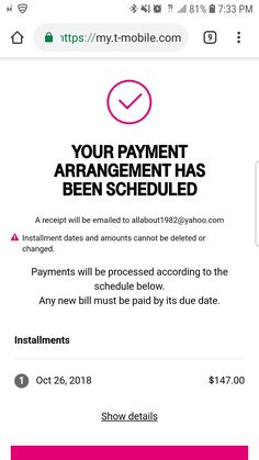 an email form with the text, your payment arrangement has been scheduled and it's now