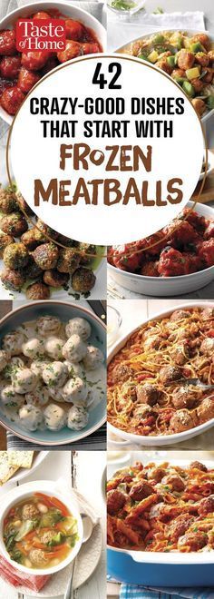 the cover of crazy good dishes that start with frozen meatballs