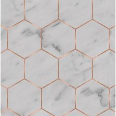 the white marble tile with copper hexagonals is shown in this image, it looks