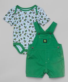 Look what I found on #zulily! John Deere Green Farm Toss Bodysuit & Overalls - Infant by John Deere #zulilyfinds Clothes Country, John Deere Baby, Country Baby Boy, Trendy Baby Girl Clothes, Baby Clothes Country, Baby Boy Haircuts, Trendy Baby Boy Clothes