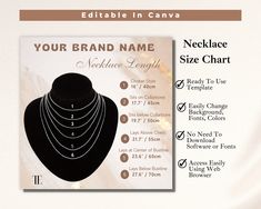 Necklace Size Chart, Necklace Reference, Necklace For Neckline, Necklace Length Chart, Jewelry Template, Jewelry Knowledge, Necklace Length Guide, Guide Template, Thread Necklace