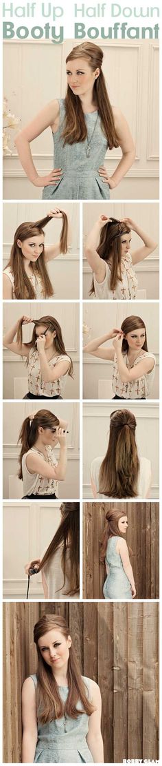 #party #hairstyles #ideas Bouffant Tutorial, Bouffant Hair, Half Up Hair, Party Hairstyles, Hair Today, Half Up, Prom Hair