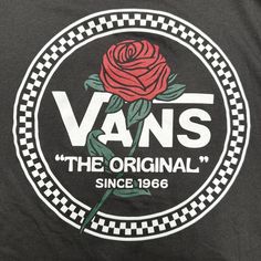 This Vans T-Shirt In Size M (10-12) Is Perfect For Boys Who Are Always On The Move. The Shirt Features A Crew Neck And Long Sleeves With A Pullover Closure. Made Of 100% Cotton, This Shirt Is Comfortable And Machine Washable. The Solid Pattern And Black Color Make It Versatile For Any Occasion, Whether It's For Travel, Activewear, Or Casual Wear. The Holdlier Rose Logo Graphic Adds A Touch Of Style To This Regular Fit Shirt. It Also Includes Tagless Features For Added Comfort. This Shirt Is Perf Black Crew Neck T-shirt With Rose Print, Black Cotton T-shirt With Rose Print, Black Cotton Tops With Rose Print, Rose Logo, Logo Wallpaper Hd, Coffee Cart, Vans Shirt, Vans T Shirt, Vans Logo