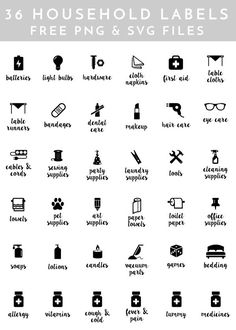 the 25 household labels are shown in black and white