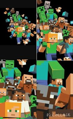 several different images of people in minecraft