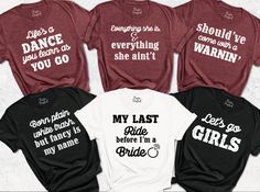 four t - shirts with different sayings on them