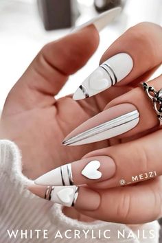 Foil Nail Designs, Fantastic Nails, Amazing Nails, White Nail Designs, Luxury Nails, Unique Nails, Nails Short, Fancy Nails