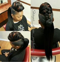 Mohawk Ponytail, Cute Buns, Mohawk Hairstyles, Braided Ponytail Hairstyles, Braided Hairstyles Updo, Hot Hair Styles, African Braids, Braided Ponytail, Ponytail Styles