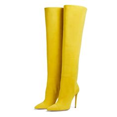 Knee Length Boots, Yellow Shoes, Pointed Toe Heels, Long Boots, Boots Women, Accessories Jacket, Party Shoes, Thigh High Boots, Thigh High