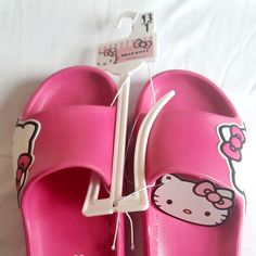 Very Comfortable Slippers Perfect For Every Day Use Fast Shipping Cute Plastic Slide Sandals, Cute Non-slip Flip Flops For Swimming, Playful Slip-on Plastic Sandals, Pink Plastic Flip Flops With Round Toe, Pink Plastic Fun Sandals, Fun Pink Plastic Sandals, Sanrio Shoes, Shoes Hello Kitty, Kuromi Clothes