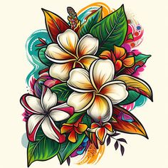 Dynamic Plumeria Tattoo Flash Link To The Past, Mother Tattoos, Luxury Card, Shirt Print Design, Tattoo Flash, Affordable Art, Art File