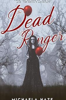 the dead ringer book cover with a woman in a black dress holding red balloons