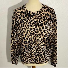 Show Your Wild Side In This Leopard Print Sweatshirt That Has A Silky Soft Feel. This Is A Great Boutique Brand. Brand: Soya Concept Size: M Colors: Black, Gold, Tan, Brown Condition: New Without Tags Purchased From A Sample Sale Missing Materials/Care Tag Approximate Flat Lay Measurements Armpit To Armpit: 22 Inches Length: 23 Inches Long Sleeve, Warm D2 Leopard Print Crew Neck Top For Winter, Oversized Leopard Print Tops With Long Sleeves, Casual Leopard Print Long Sleeve Sweater, Casual Long Sleeve Leopard Print Sweater, Leopard Print Long Sleeve Sweater, Leopard Print Sweatshirt, Sweatshirt Women, Care Tag, Boutique Brands