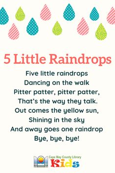 five little raindrops poem for kids