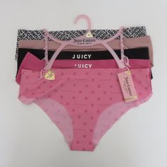 New With Tags Reg Price $38.00 Juicy Couture Intimates 5 Pack Cute & Curvy Lined Crotch Tag Attached 2-Print 3-Soild Nylon N Spandex Questions? Leave A Comment Below! Feminine Seamless Pink Bottoms, Pink Feminine Stretch Sleepwear, Pink Stretch Seamless Sleepwear, Cute Pajama Sets, Cute Pajamas, Calvin Klein Woman, Lace Thong, Bras And Panties, Pajama Sets