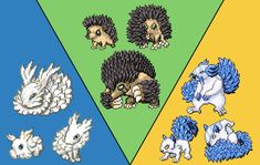 an image of different types of animals in the same color scheme, each with their own tail