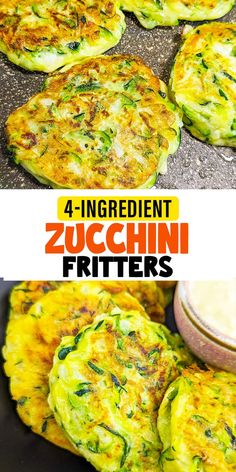 zucchini fritters with spinach and cheese on top