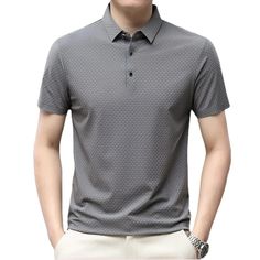 SPECIFICATIONS Style: Smart Casual Applicable Scene: Daily Material: Polyester Sleeve Length(cm): Short Applicable Season: summer Decoration: NONE Pattern Type: Solid Feature: Breathable Gender: MEN Color Style: Solid Type: Regular Tops Type: Polos Gray Polo Collar Shirt For Summer, Gray Polo Collar Top For Summer, Gray Cotton Shirt With Collar, Gray Casual Collar Top For Summer, Gray Fitted Polo Collar Top, Fitted Gray Polo Collar Top, Fitted Gray Tops With Casual Collar, Fitted Gray Top With Casual Collar, Casual Tees