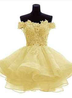 Cute Short Prom Dresses, Dama Dresses, Formal Dresses For Teens, Prom Dresses Yellow, White Homecoming Dresses, Prom Dresses 2019, Short Prom Dress, Quince Dresses