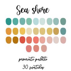 the sea shore poster is shown with different colors