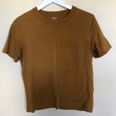 I Bought This Recently And Only Tried It On Before Deciding The Color Wasn’t For Me! The Original Ad Called It Egyptian Gold But It’s Much More Of An Olive In My Opinion. The Original Owner Listed It As New Without Tags. Brown Graphic Tee Tops For Everyday, Brown Basic Short Sleeve Shirt, Basic Brown Short Sleeve Shirt, Basic Brown Short Sleeve Tops, Egyptian Gold, Black Short Sleeve Shirt, Crochet Shirt, In My Opinion, Pocket Tshirt