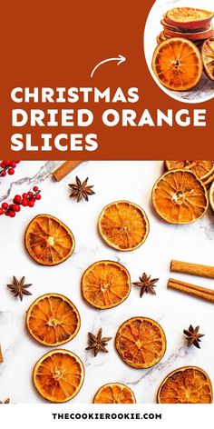 christmas dried orange slices with cinnamon sticks and star anise on the side for decoration