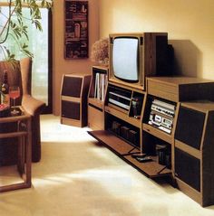 a living room filled with furniture and a flat screen tv sitting on top of a book shelf