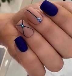 Short Gel Nail Designs 2023, Nail Art Designs For Work, Elegant Blue Nails, Beauty Nails Design, Her Nails, Blue Nail, Short Acrylic Nails Designs, Nail Designs Glitter, Classy Nails