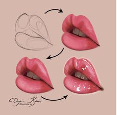 how to draw lips with different shapes and colors