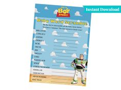 a toy story baby word scramble board game