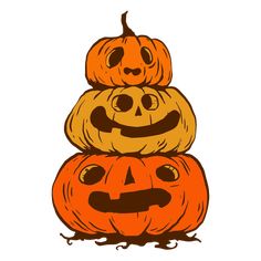 three pumpkins stacked on top of each other