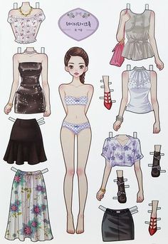 the paper doll is wearing different clothes