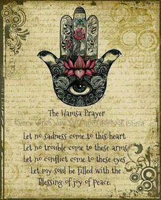 Hamsa Prayer, Image Zen, Les Chakras, Mind Body Soul, Hamsa Hand, Book Of Shadows, The Words, Buddhism, Namaste