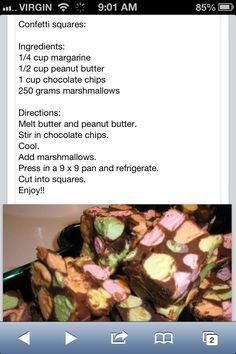 the recipe is displayed on an iphone screen, and it appears to be filled with candy