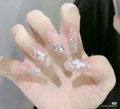 ❥ i do not own this pin Asian Nails, Korean Nails, Blush Nails, Pretty Gel Nails, Really Cute Nails, Soft Nails, Jelly Nails, Gem Nails, Kawaii Nails