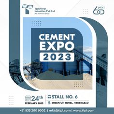 Cement Expo 2023 Creative Post | Toshniwal Industries Pvt. Ltd. 
#industries #industrialpost #trendypost #corporativepost #corporativeads #toshniwal #tipl #socialmediapost #socialmediaads #socialmediacreativepost #socialmediacreativeads Creative Post, Cement, Hotel