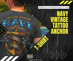 the navy vintage tattoo anchor t - shirt is on sale