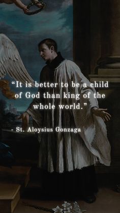 st aloysius gonzas quote about being a child with an angel in the background