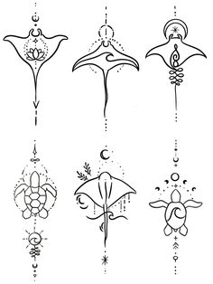 four different types of umbrellas with stars and moon designs on the top one is black and white