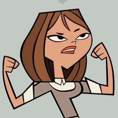 a cartoon woman is making a face with her fists